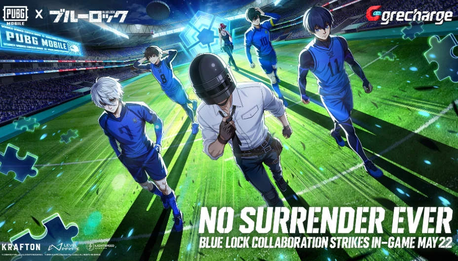 Grecharge × PUBG Mobile Blue Lock Training Season | Top-Up Bonus, Points Draw, Exclusive Bundles All in One